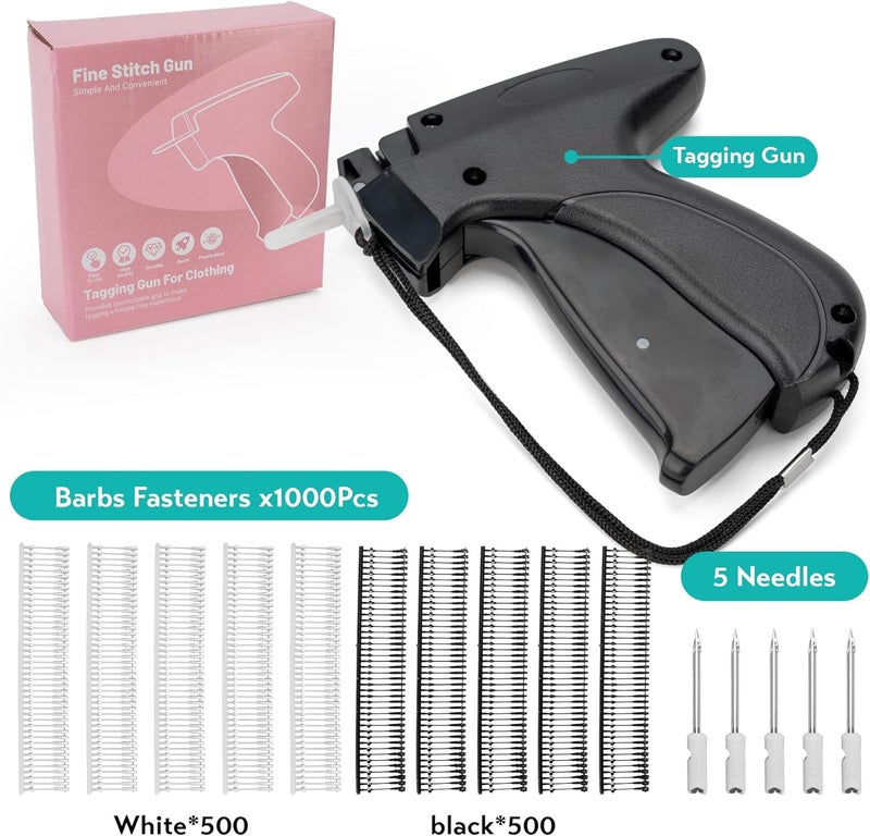 Fonwill Clothing Label Gun,Standard Retail Price Tag Labeling Gun Kit,Having 5 Needles, 1000 Micro Fasteners,Suitable for Store,Warehouse,Consignment,Yard Sale,etc.(Black-1) - Image 4